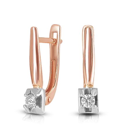 Серьги с английским замком из комбинированного золота