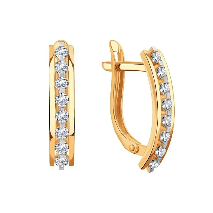 Серьги с английским замком из красного золота