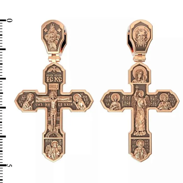 Подвеска крест из красного золота