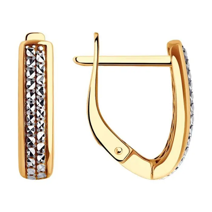 Серьги с английским замком из комбинированного золота