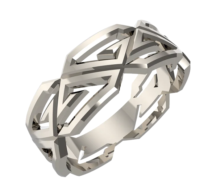 Кольцо обручальное из белого золота вид 1