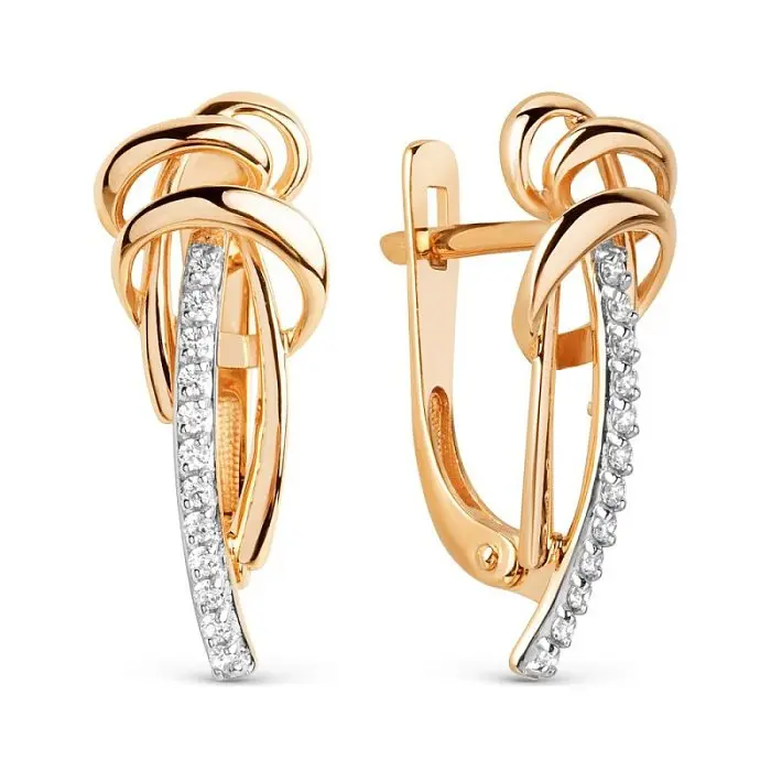 Серьги с английским замком из красного золота