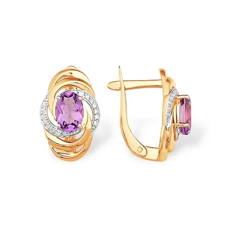 Серьги с английским замком из красного золота