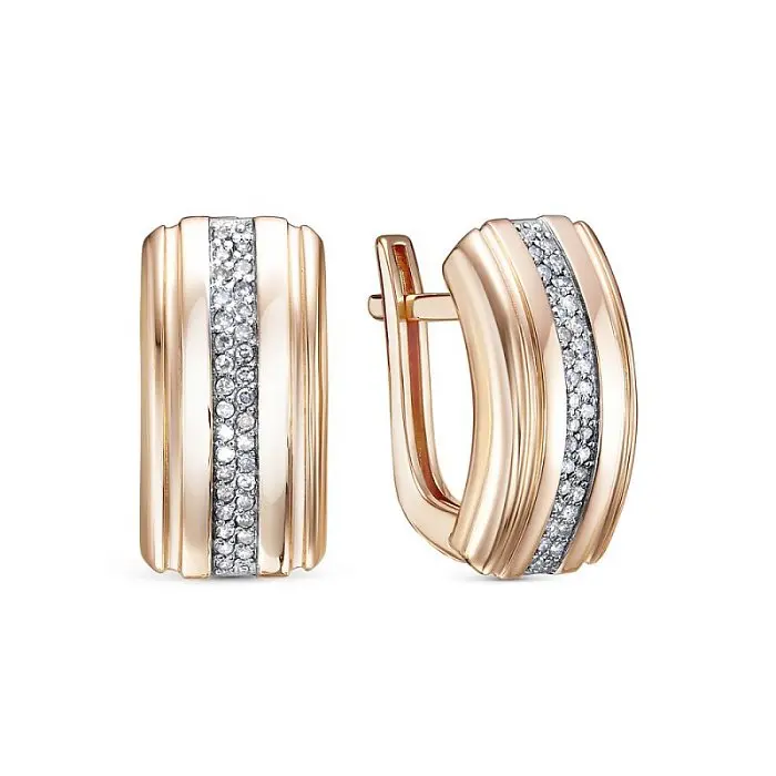 Серьги с английским замком из красного золота