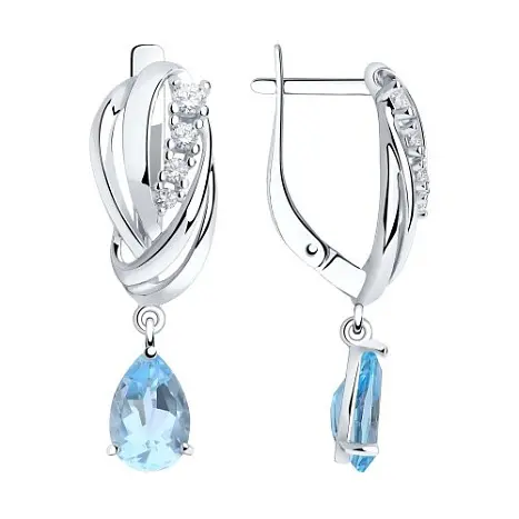 Серьги подвесные из серебра
