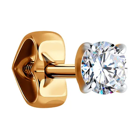 Серьги одиночные из красного золота