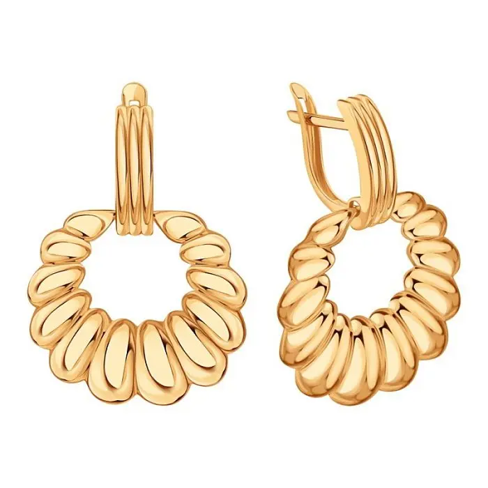 Серьги подвесные из красного золота