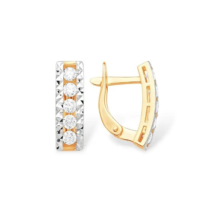 Серьги с английским замком из комбинированного золота