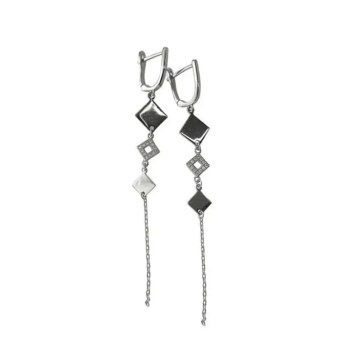 Серьги подвесные из серебра