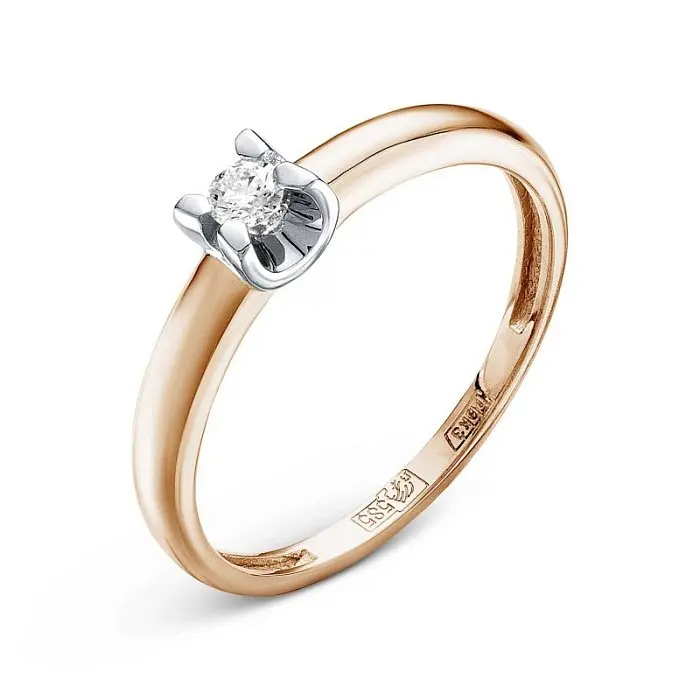 Кольцо помолвочное из комбинированного золота