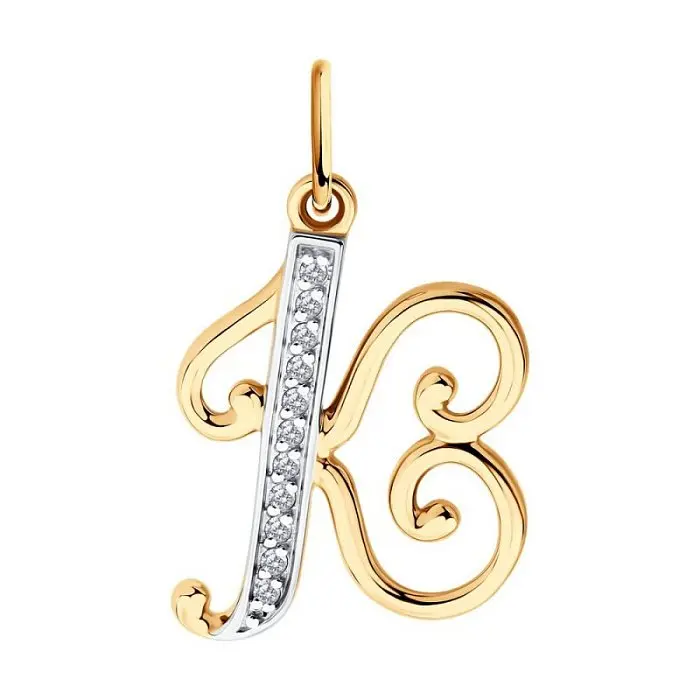 Подвеска буква из комбинированного золота