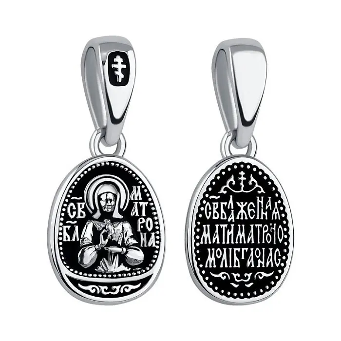 Подвеска икона из черного серебра
