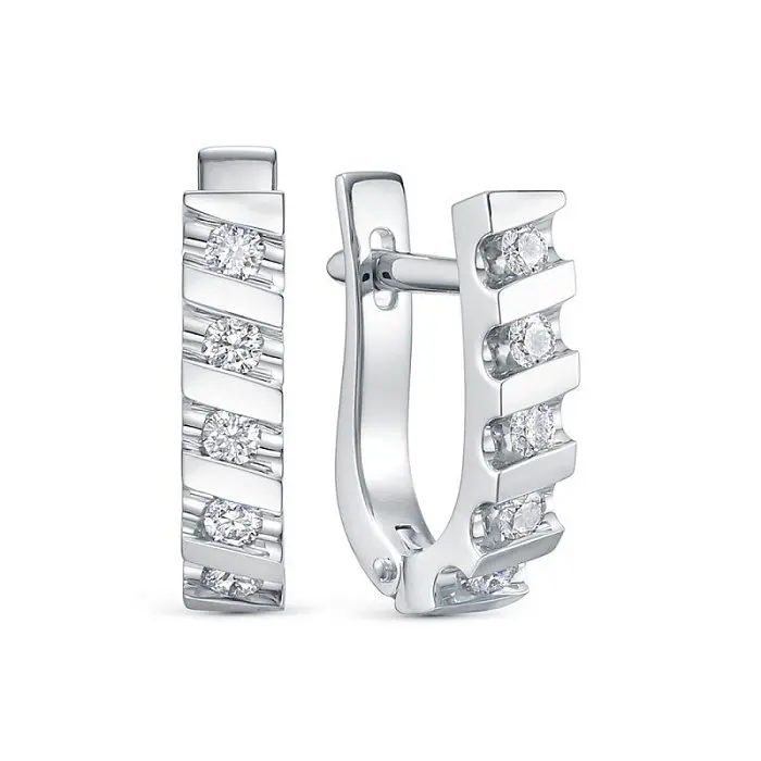 Серьги с английским замком из белого золота вид 1