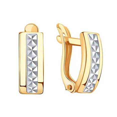 Серьги детские из комбинированного золота