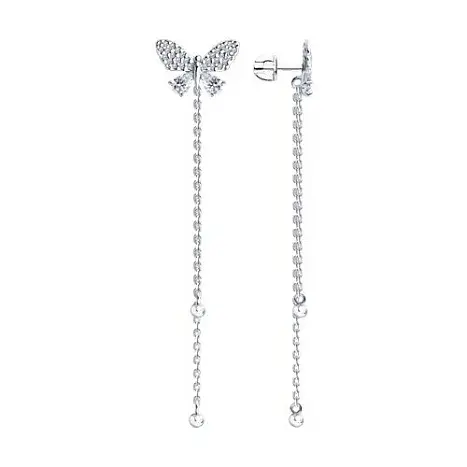 Серьги подвесные из серебра