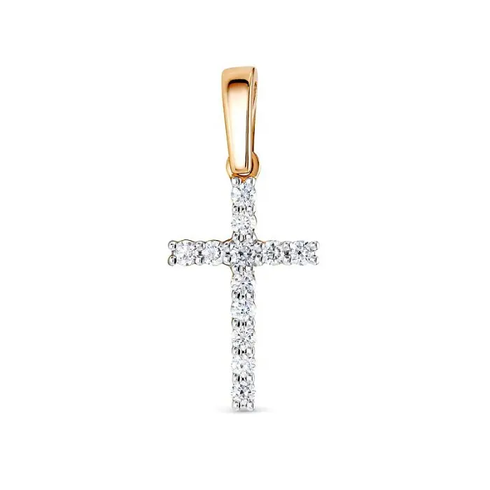 Подвеска декоративный крест из комбинированного золота