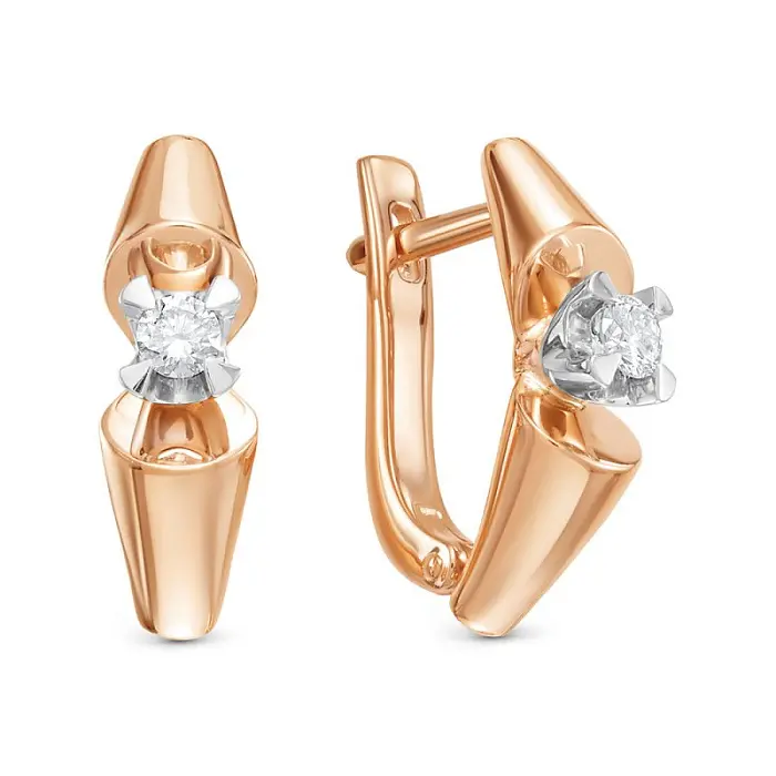 Серьги с английским замком из красного золота