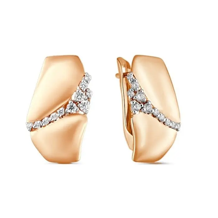 Серьги с английским замком из красного золота