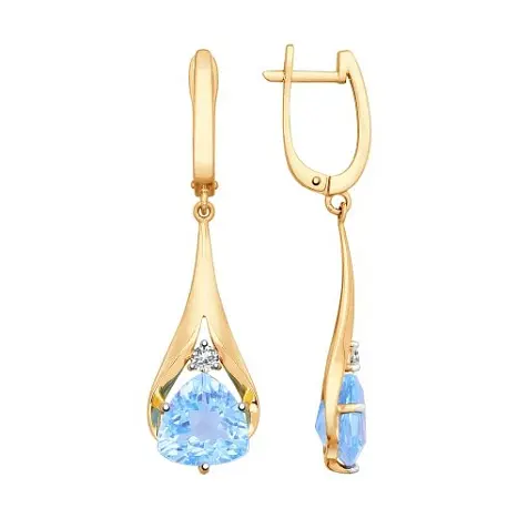 Серьги подвесные из красного золота