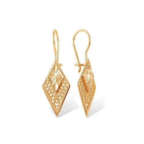 Серьги петельки из красного золота