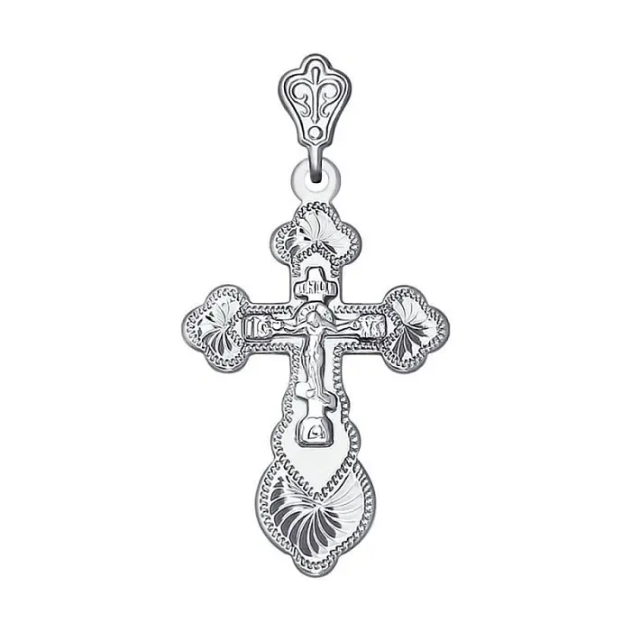 Подвеска крест из белого золота