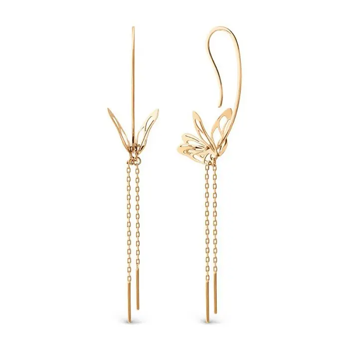 Серьги петельки из красного золота