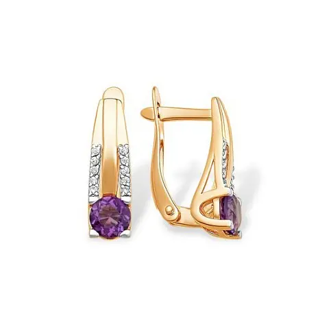 Серьги с английским замком из красного золота