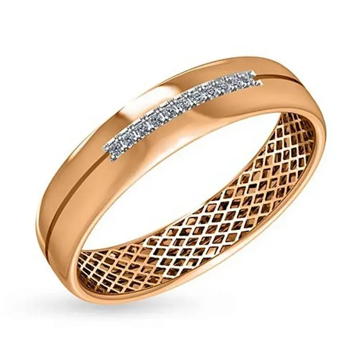 Кольцо обручальное из красного золота вид 1