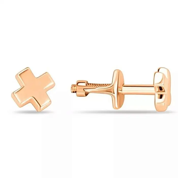 Серьги пуссеты из красного золота