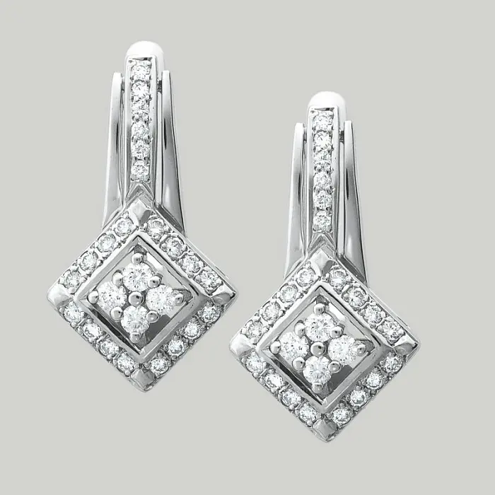 Серьги с английским замком из белого золота