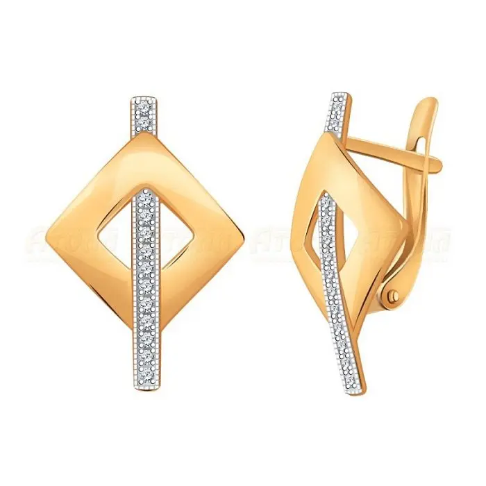 Серьги с английским замком из красного золота