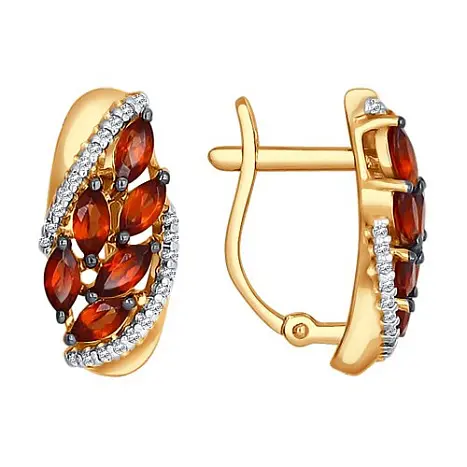 Серьги с английским замком из красного золота