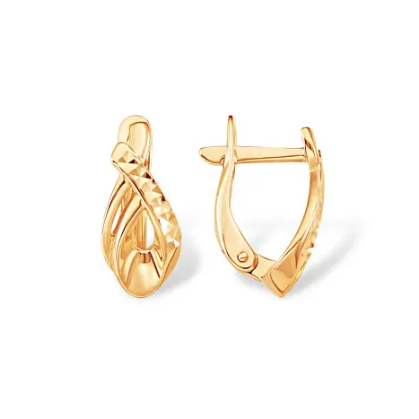 Серьги с английским замком из красного золота