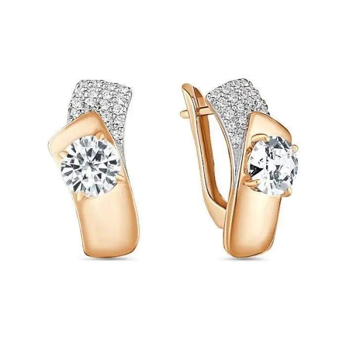 Серьги с английским замком из красного золота