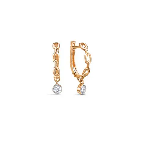 Серьги с английским замком из красного золота