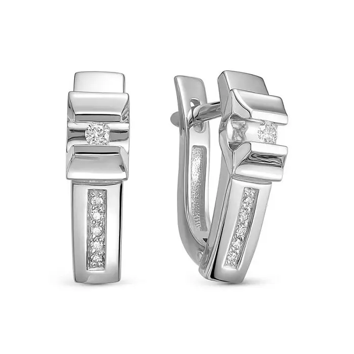 Серьги с английским замком из белого золота