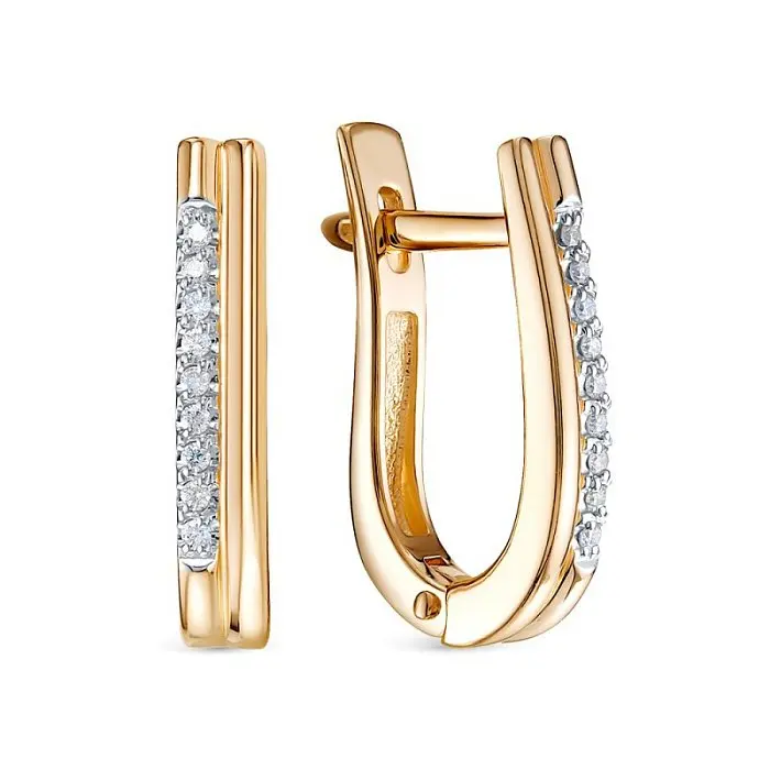 Серьги с английским замком из комбинированного золота