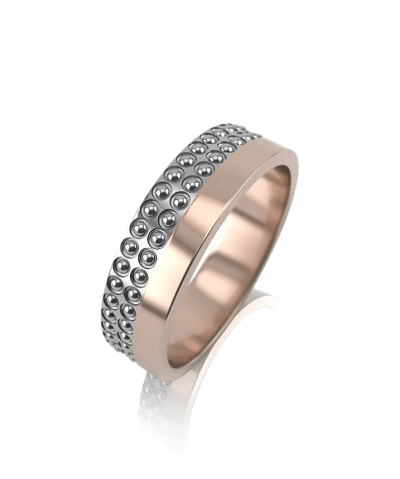 Кольцо обручальное из комбинированного золота вид 1