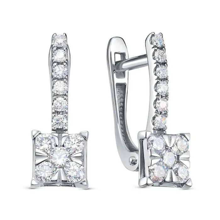 Серьги с английским замком из белого золота вид 1