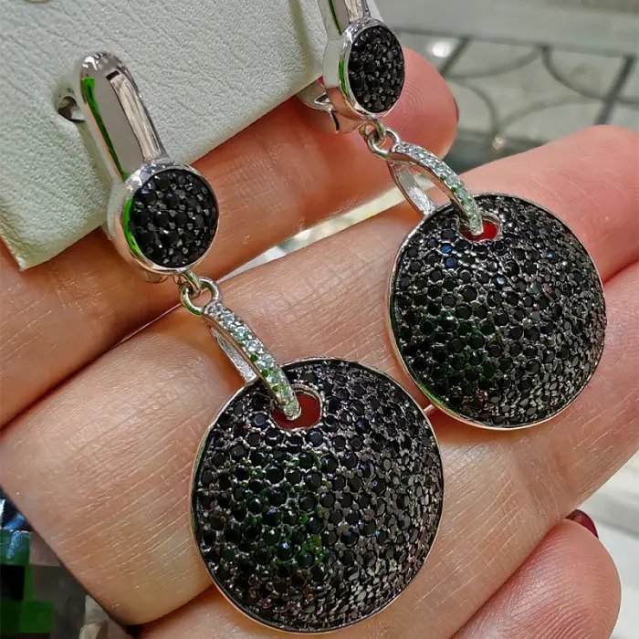 Серьги подвесные из серебра