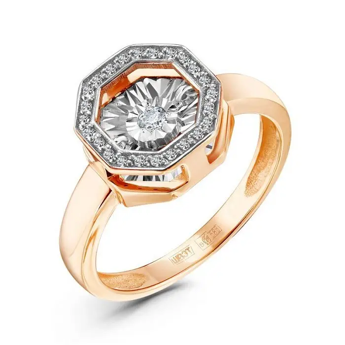 Кольцо декоративное из комбинированного золота