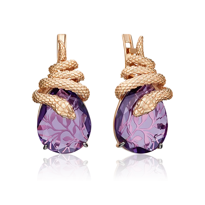 Серьги с английским замком из красного золота