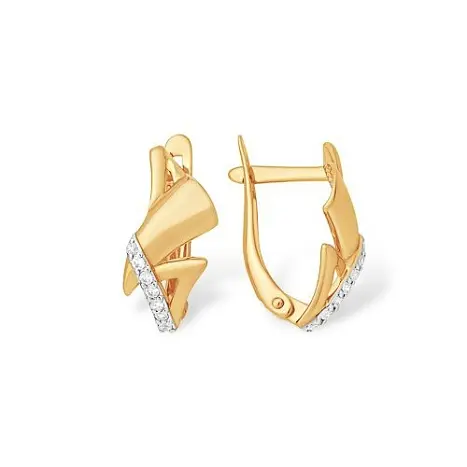 Серьги с английским замком из красного золота