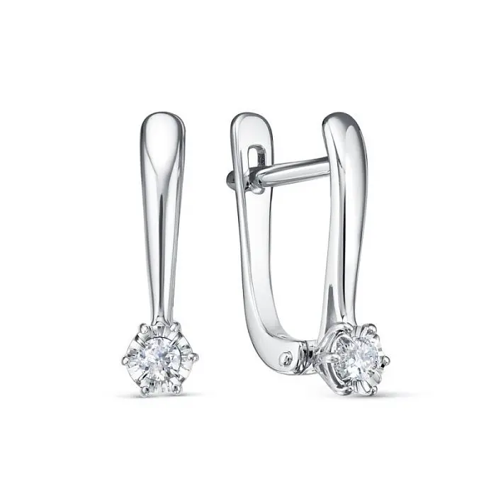 Серьги с английским замком из белого золота