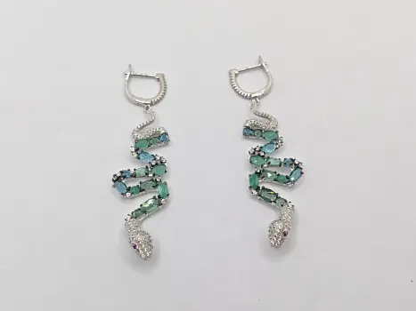Серьги подвесные из серебра
