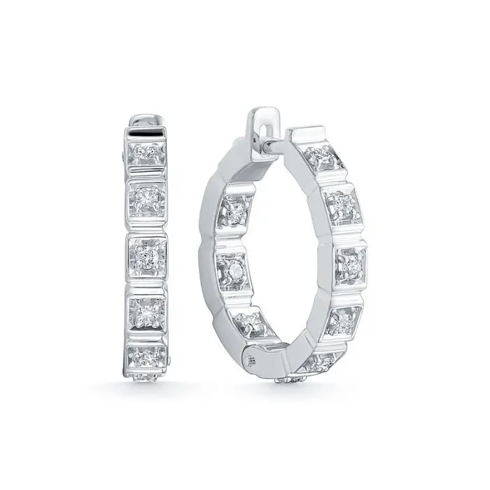 Серьги конго из белого золота