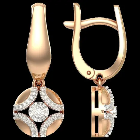 Серьги подвесные из красного золота