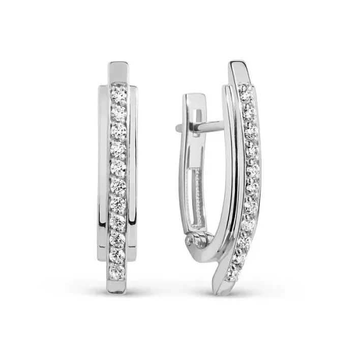 Серьги с английским замком из белого золота