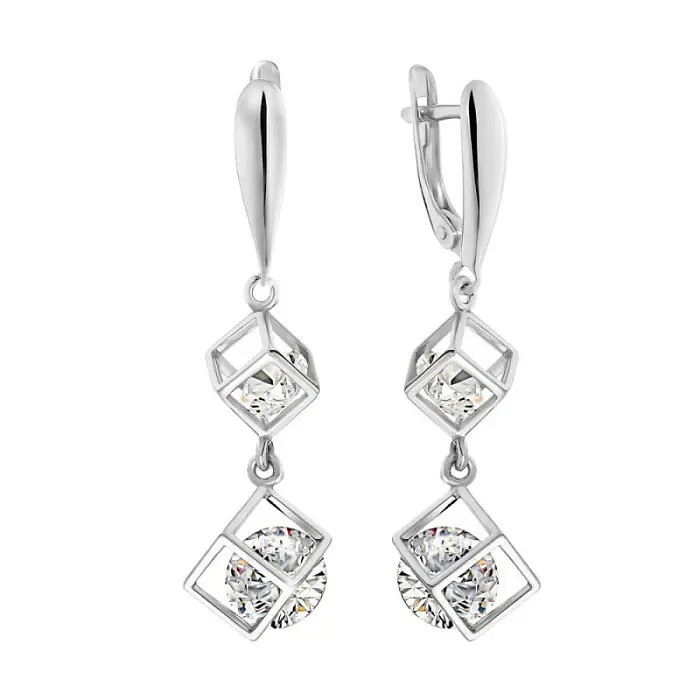 Серьги подвесные из серебра