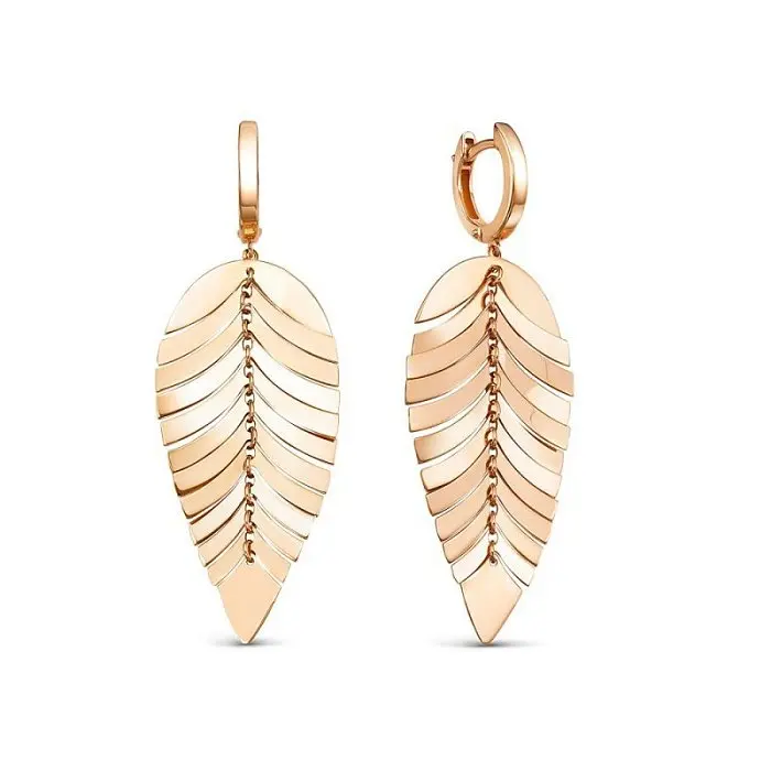 Серьги подвесные из красного золота